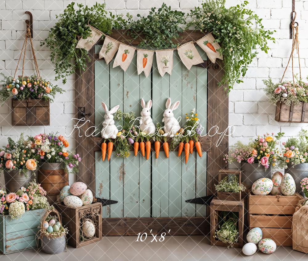 Easter Bunny Carrots Puerta Fondo de Madera Designed by Emetselch