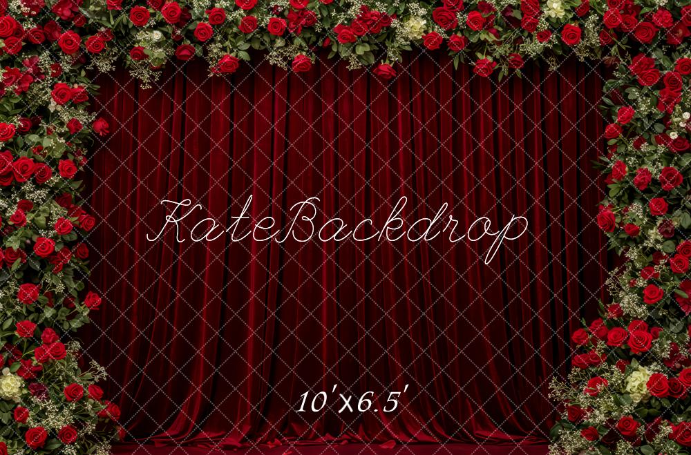 Kate Valentine's Day Red Curtain With Rose Flower Arch Backdrop Designed by Patty Roberts