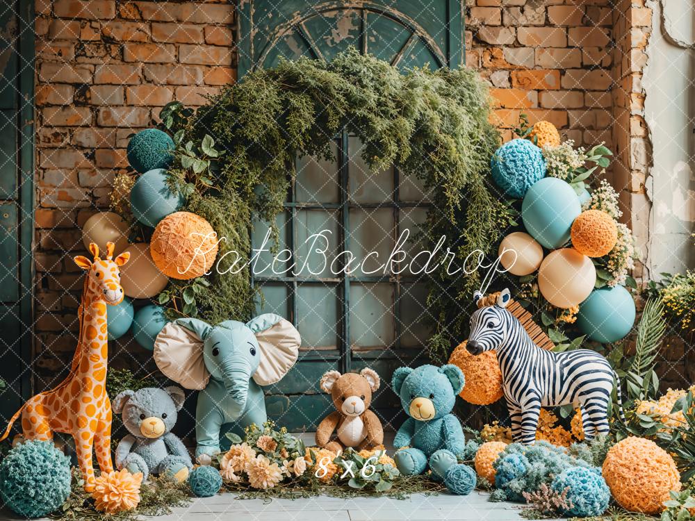 Fondo de globo arco de safari en la jungla Cake Smash diseñado por Emetselch