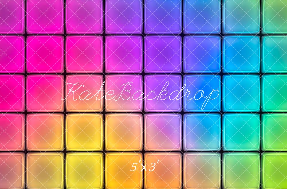 Kate Colorful Gradient Square Retro Wall Printed Backdrop Designed by Patty Roberts
