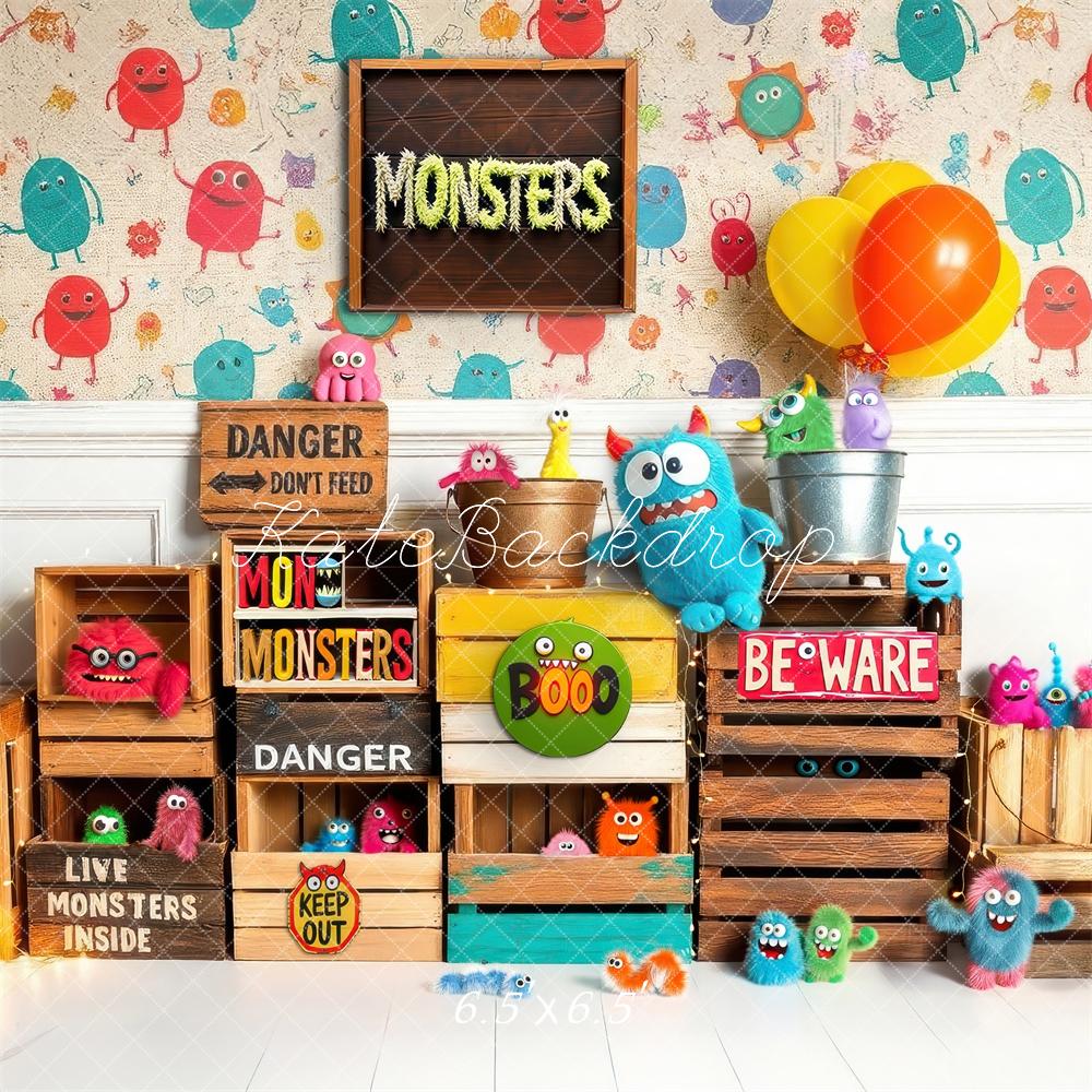 Kate Colorful Toys Monsters Playroom Backdrop Designed by Laura Bybee
