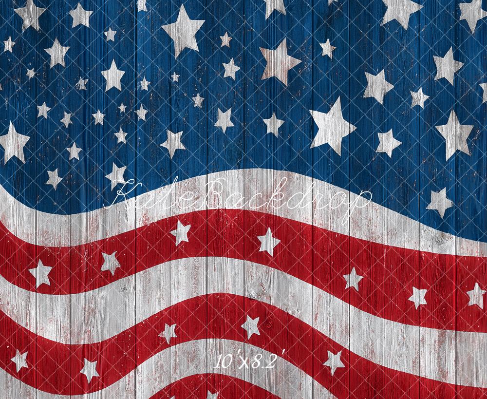 Kate Independence Day Stars Stripes Vintage Wood Backdrop Designed by Angela Miller