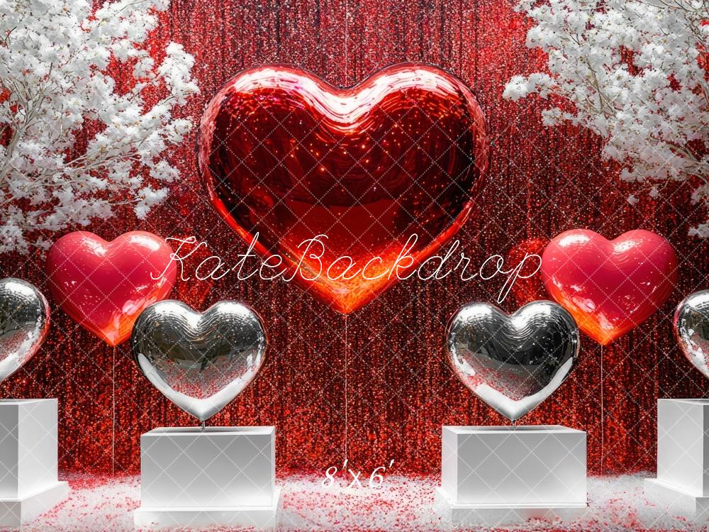 Kate Valentine Heart Glitter Backdrop Designed by Mini MakeBelieve