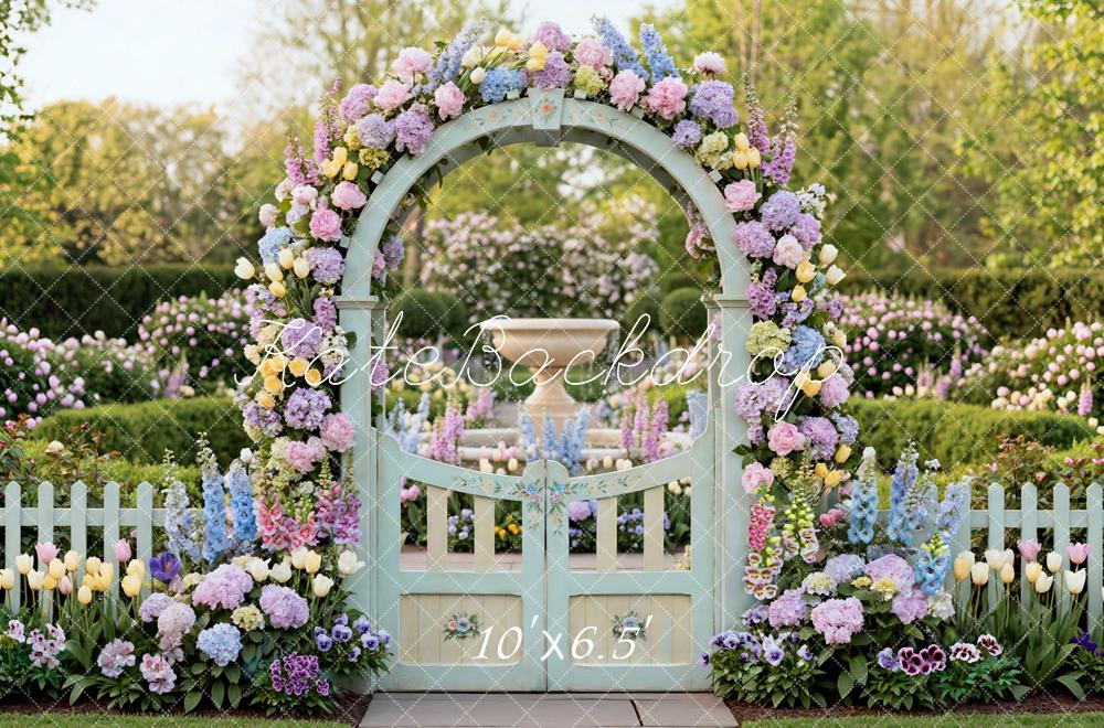 Kate Flower Arch Pastel Garden Gate Fountain Backdrop Designed by Mini MakeBelieve
