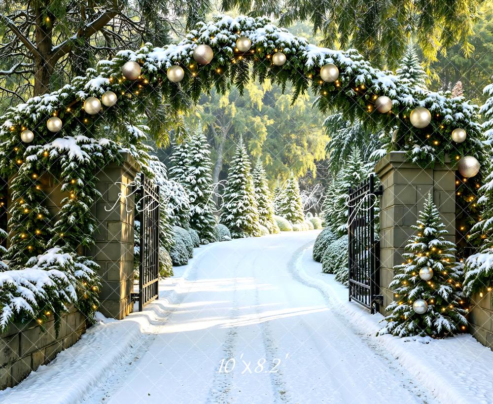 Kate Christmas Snowy Pine Archway Path Backdrop Designed by Mini MakeBelieve