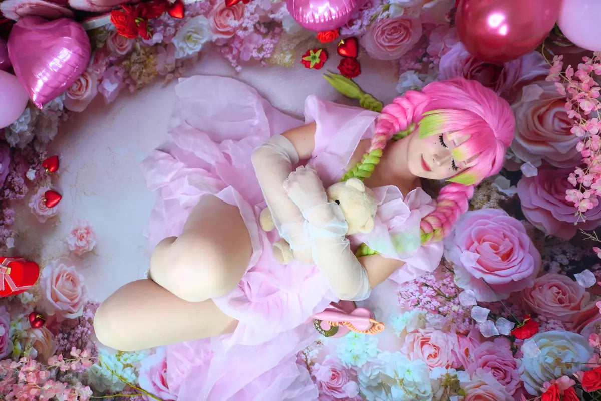 Kate Spring Floral Pink Rose Floor Backdrop Designed by Mini MakeBelieve