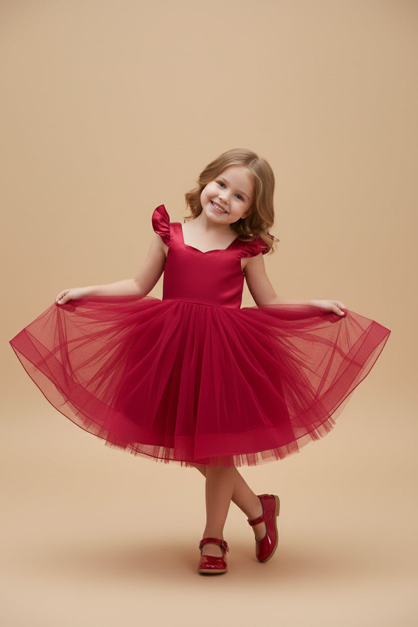 Gradient Roze en Paars Gerimpeld Kinderjurkje voor Fotografie