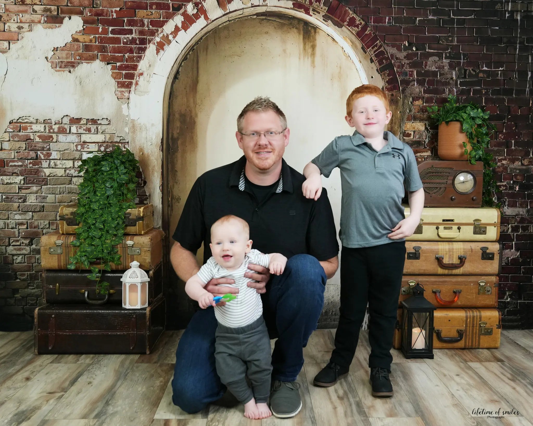 Kate Vintage Brick Wall Arch Printed Backdrop Designed by Emetselch