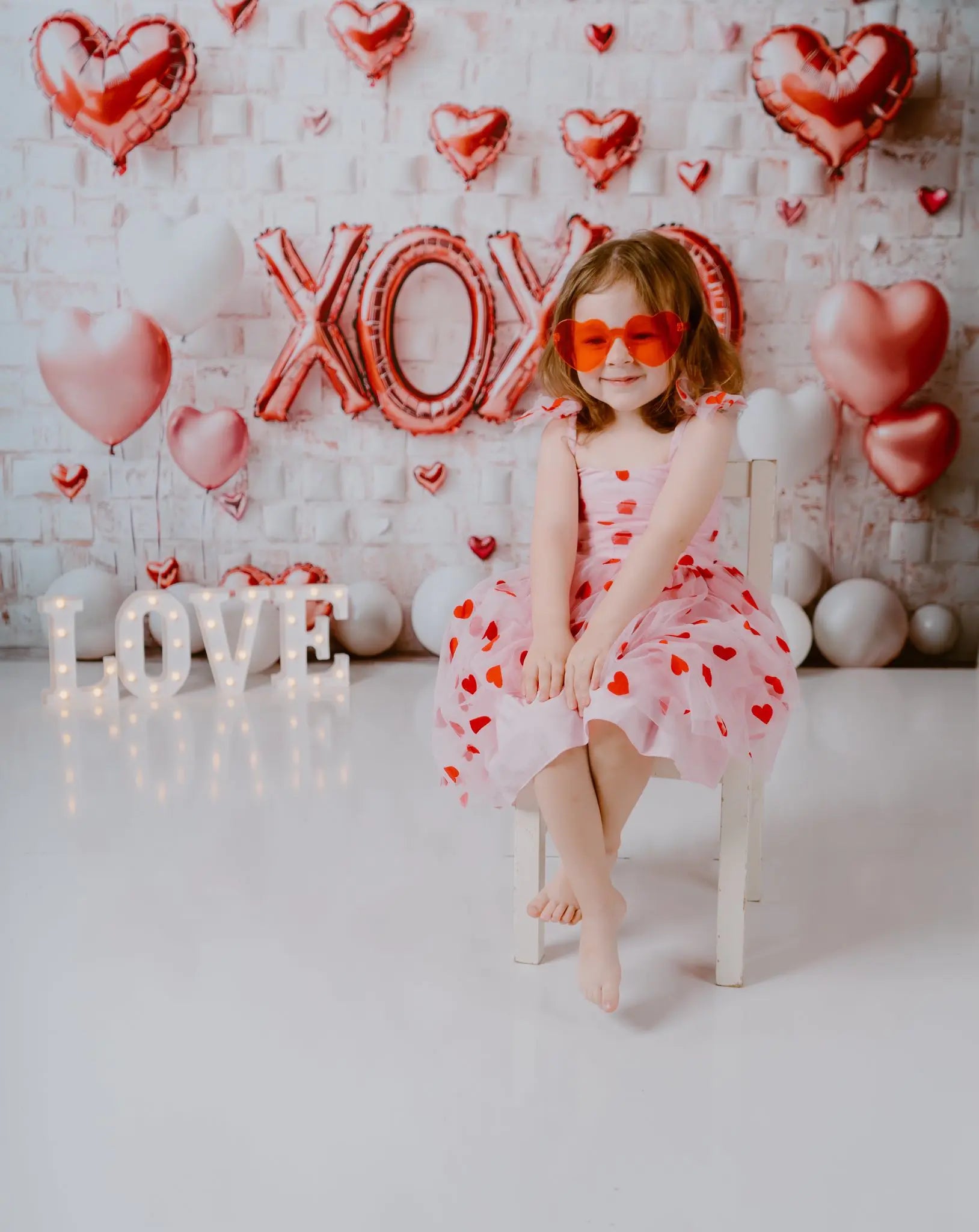 Kate Valentine's Day Pink Heart Balloon Backdrop Designed by Emetselch