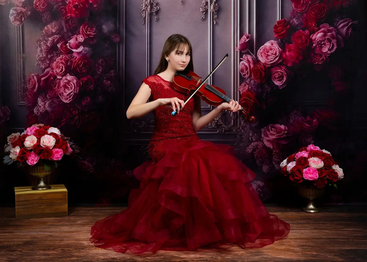 Romantische rozenbloemen vintage muurachtergrond voor fotografie