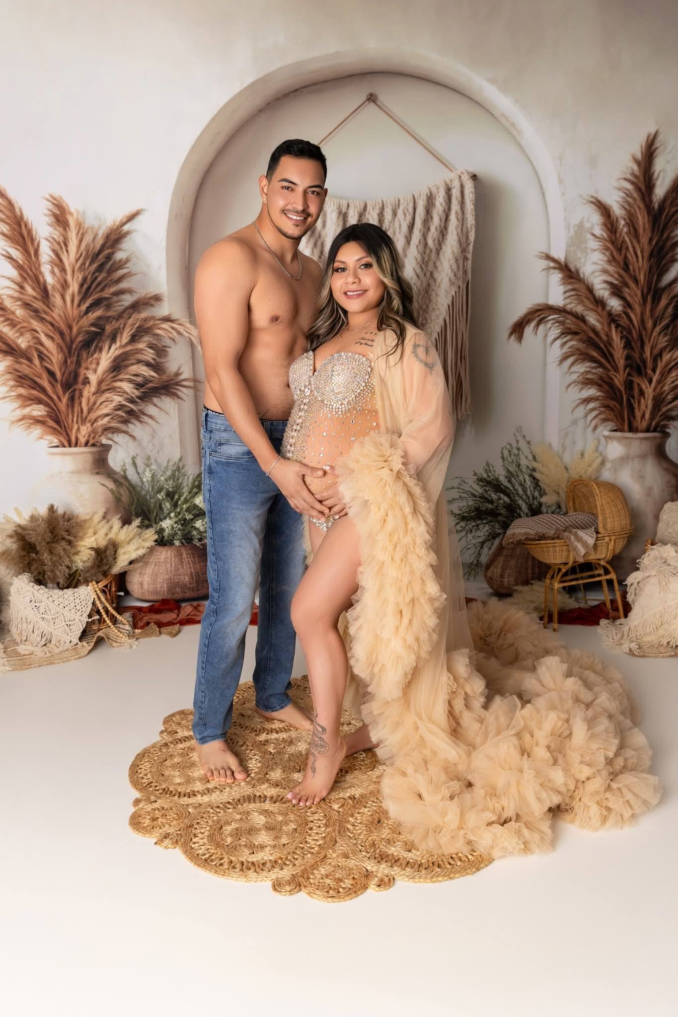 Kate Boho Pampas Arch Vase Printed Backdrop Designed by Emetselch