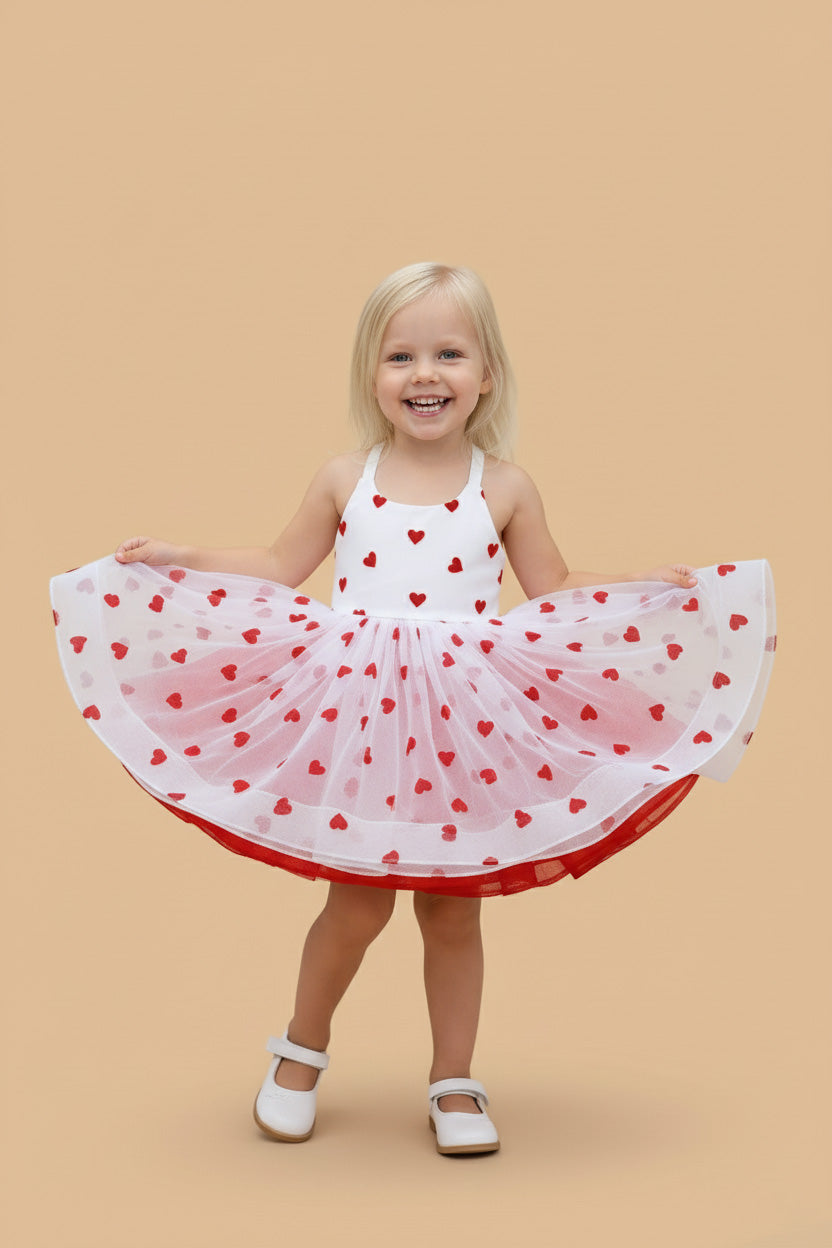 Vestido de niños escalonado en tonos rosados y morados para fotografía