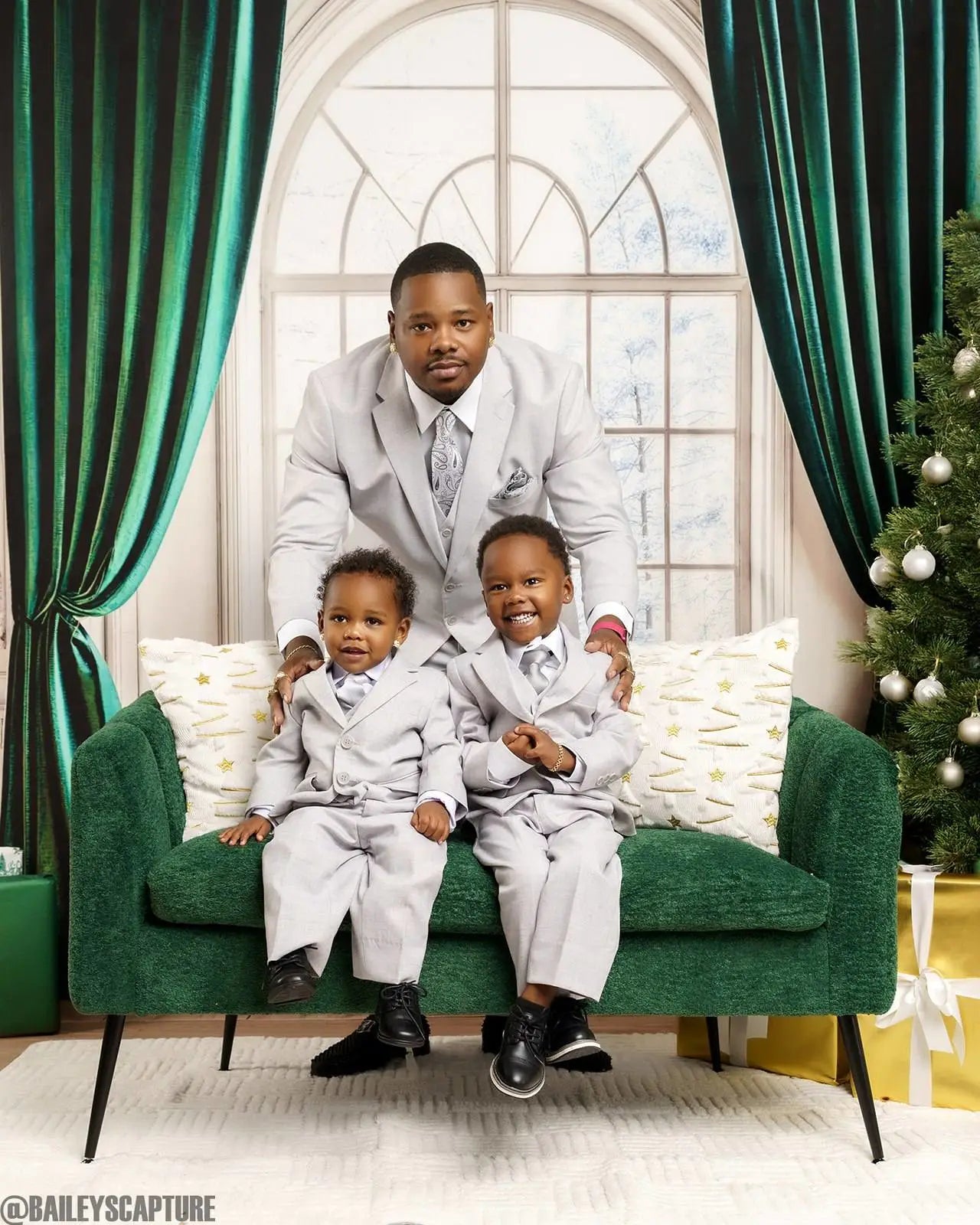 Kate Elegant Green Curtain Arch Window Backdrop Designed by Emetselch