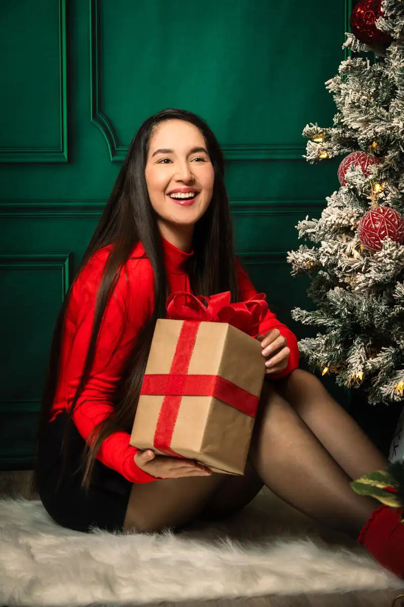 Fondo de pared vintage verde para fotografía navideña