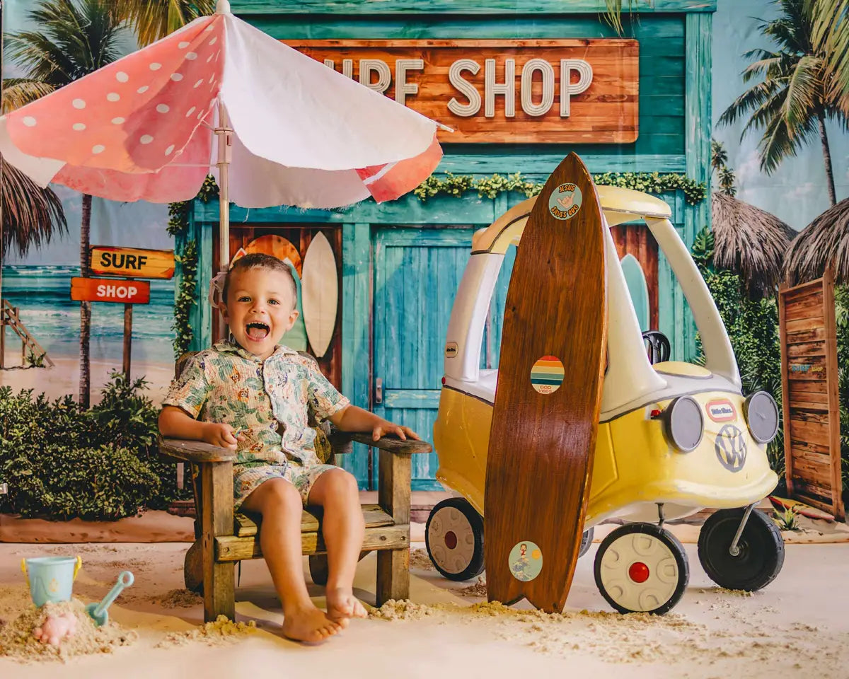 Kate Summer Beach Surf Shop Tropical Backdrop Designed by Emetselch