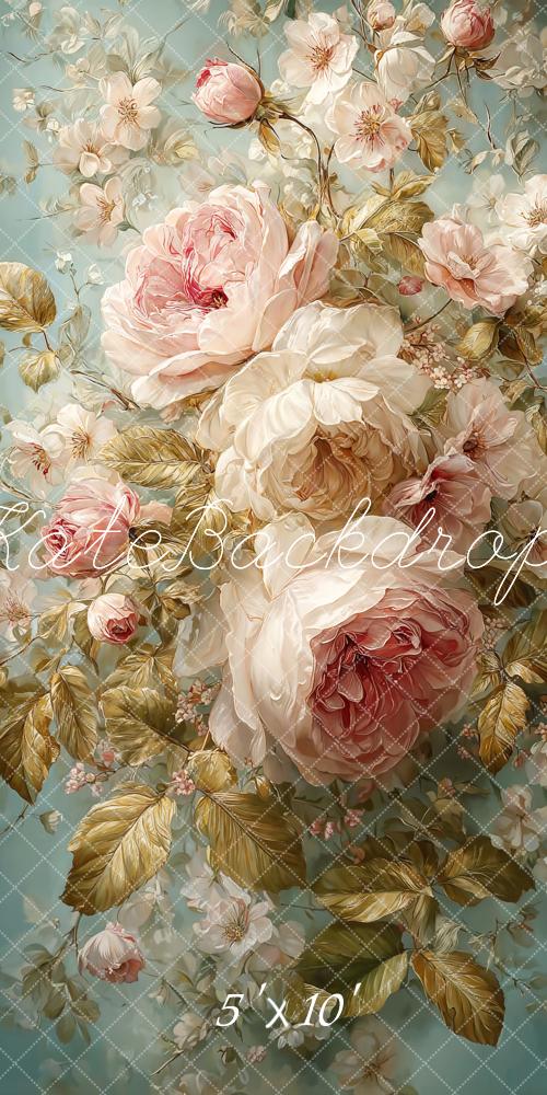 Kate Fine Art Pastel Pink Rose Floral Backdrop Designed by Emetselch