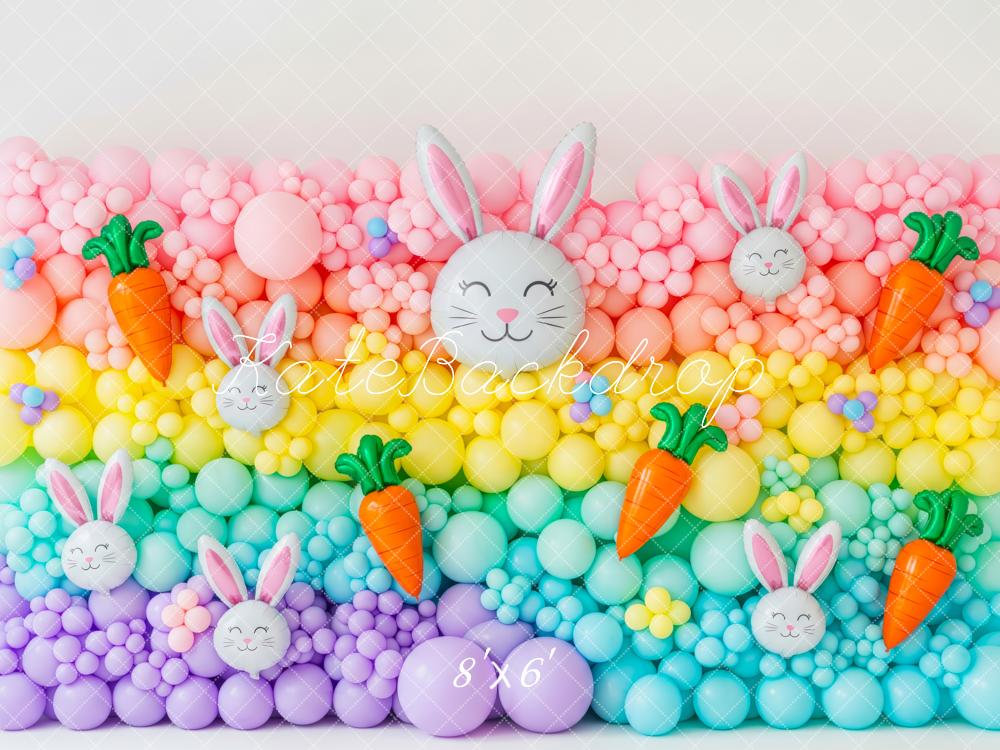 Kate Easter Bunny Balloon Rainbow Carrot Printed Backdrop Designed by Patty Roberts