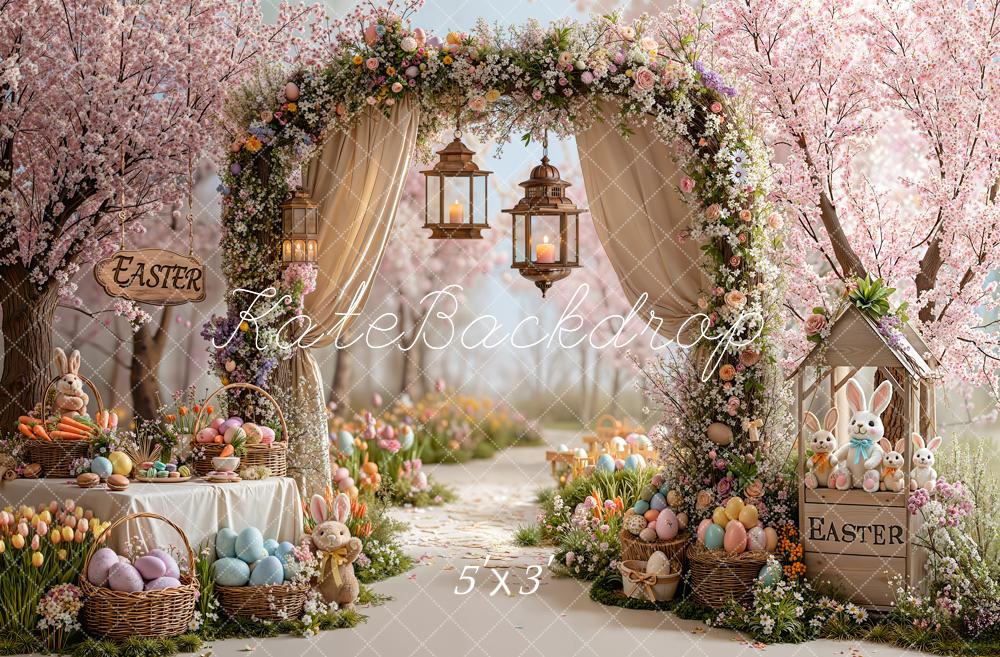 Kate Easter Bunny Flower Arch Cherry Blossom Eggs Backdrop Designed by Emetselch