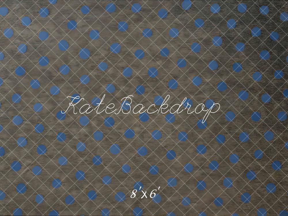 Kate Blue Polka Dot Grid Pattern Floor Backdrop Designed by Mini MakeBelieve