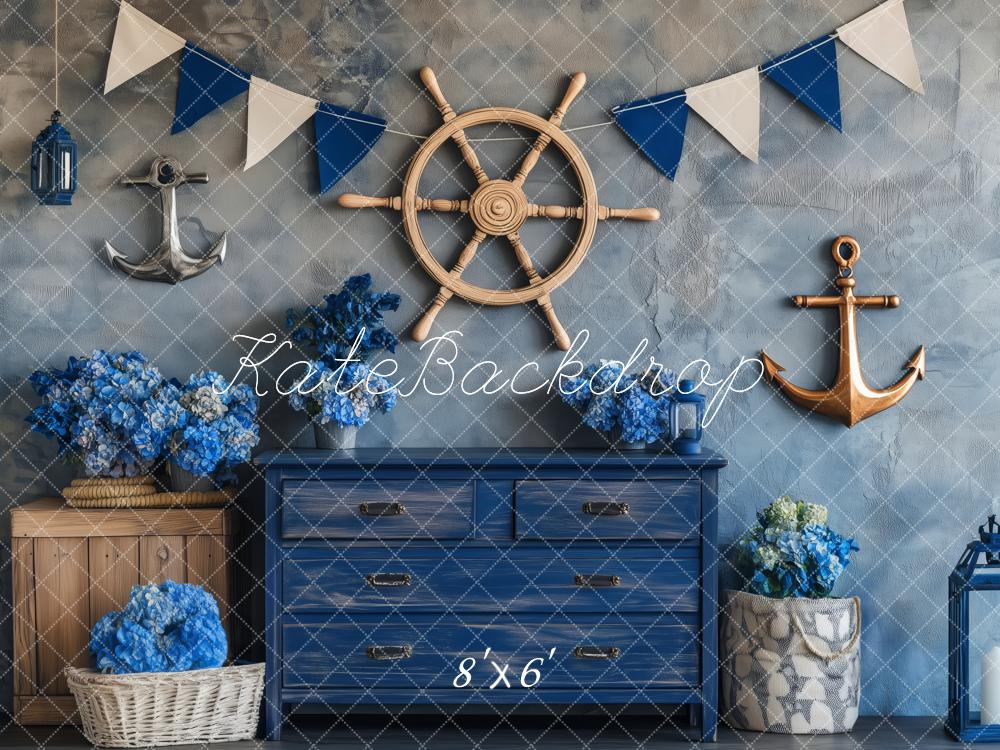Kate Nautical Anchor Blue Backdrop Designed by Patty Roberts