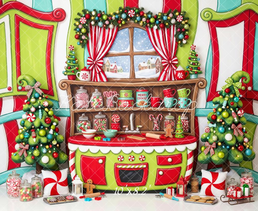 Kate Christmas Whimstical Candy Kitchen Trees Printed Backdrop Designed by Patty Roberts