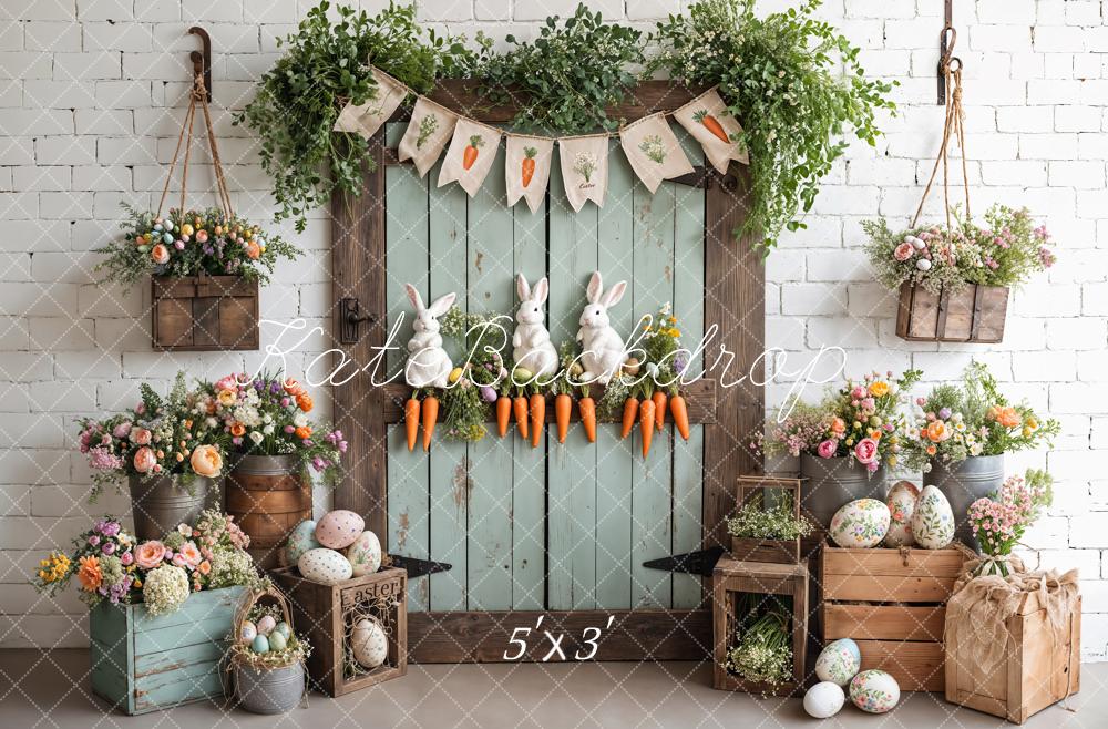 Easter Bunny Carrots Puerta Fondo de Madera Designed by Emetselch