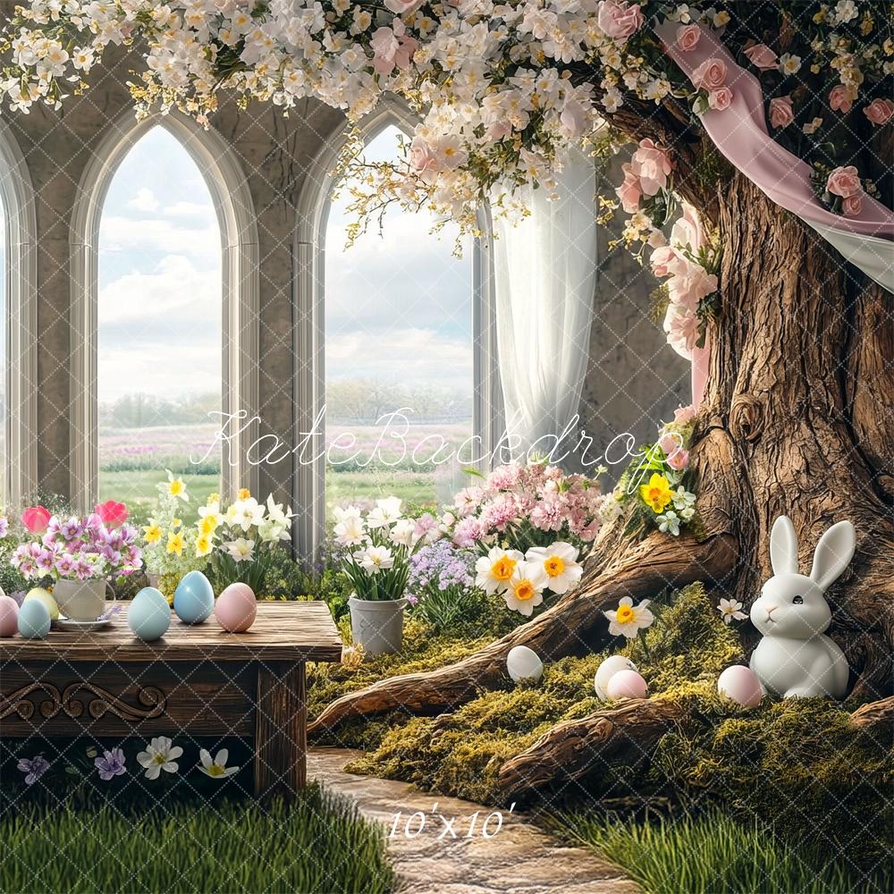 Sfondo per Finestra con Albero di Coniglio di Pasqua Designed by Mini MakeBelieve
