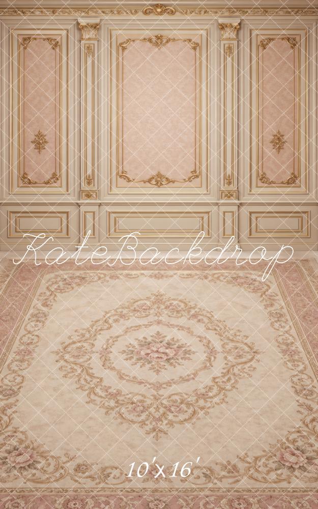 Kate Sweep Vintage Wall Pink Ornate Panel Carpet Printed Backdrop Designed by Vertigo Productions