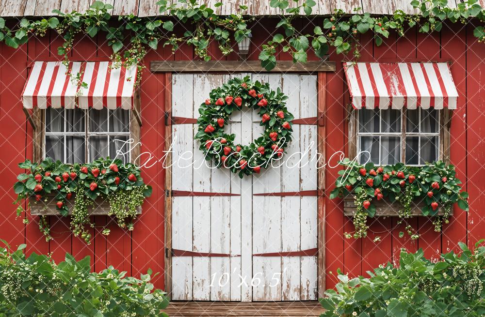 Corona de Fresas de Verano Rojas Jardín Cottage Fondo Diseñado por Emetselch