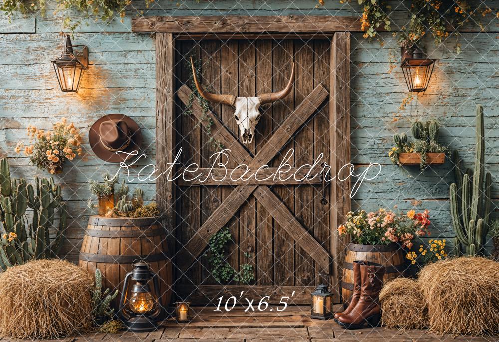 SALE Kate Western Cowboy Rustic Barn Door Backdrop Designed by Emetselch