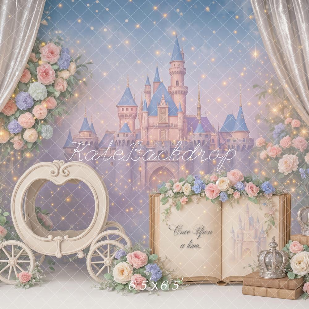 Kate Cake Smash Princess Castle Book Carriage Floral Backdrop Designed by Ashley Paul