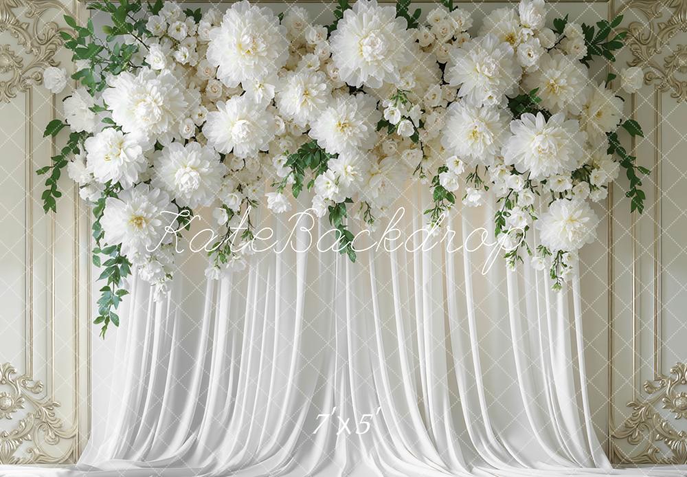 Kate Spring Flower Arch White Floral Drapes Backdrop Designed by Mini MakeBelieve
