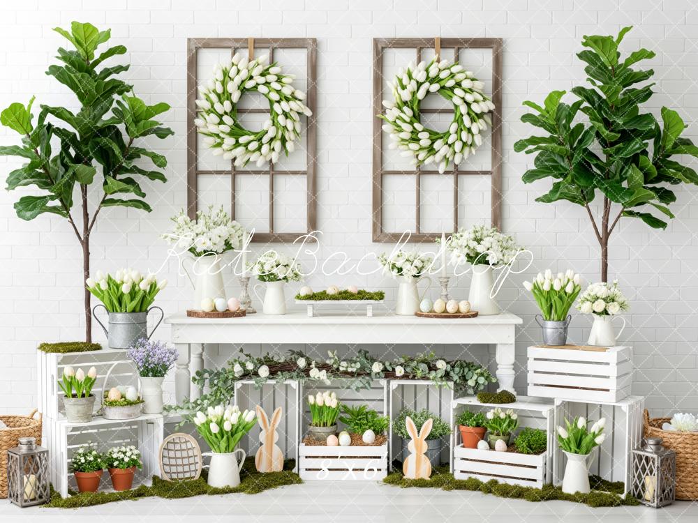 Kate Easter Bunny White Tulip Wreath Spring Decor Backdrop Designed by Patty Roberts