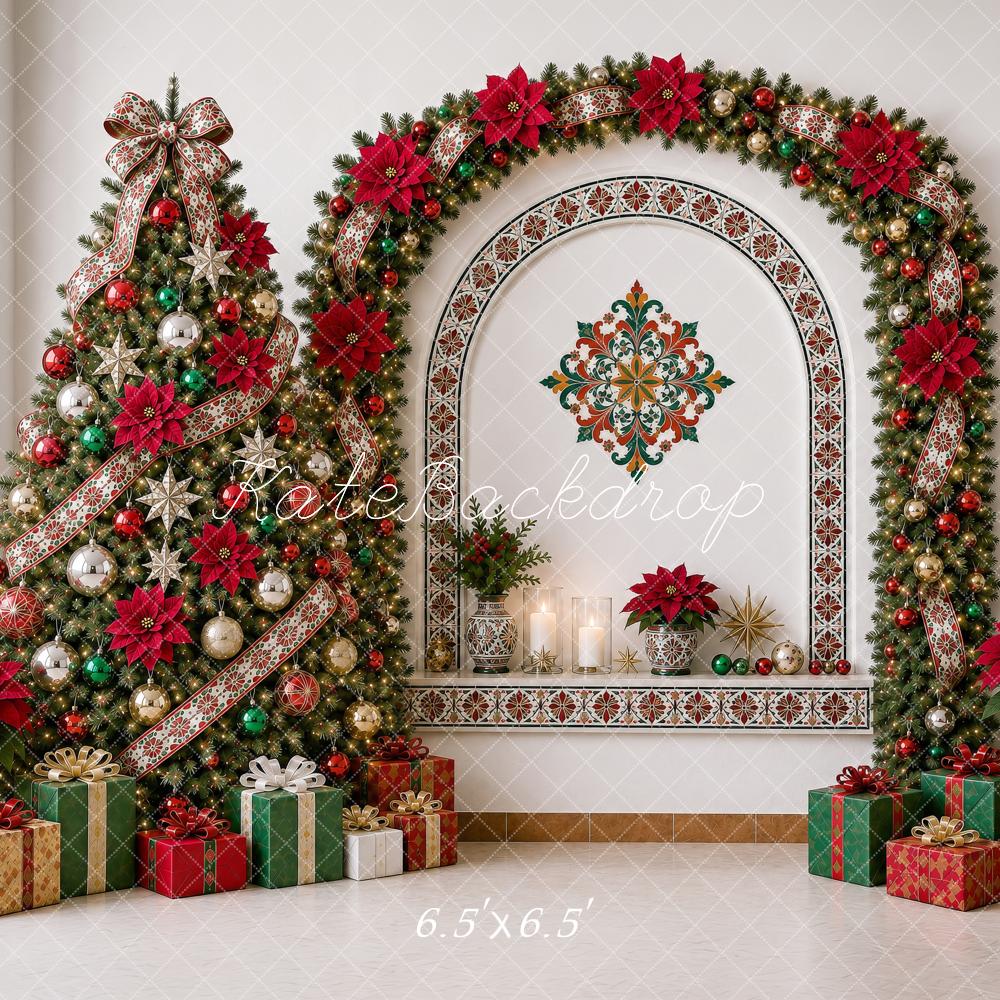 Kate Mexican Christmas Tree Garland Arch Mantel Gift Printed Backdrop Designed by Shutter Swan Studios