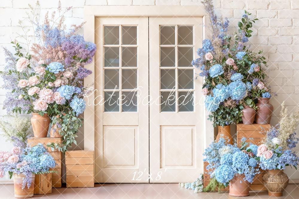 Kate Spring Cream Door Pastel Flower Arch Backdrop Designed by Emetselch