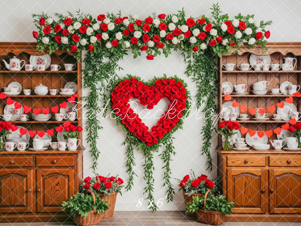 Kate Valentine's Day Red Rose Heart Cabinet Backdrop Designed by Patty Roberts