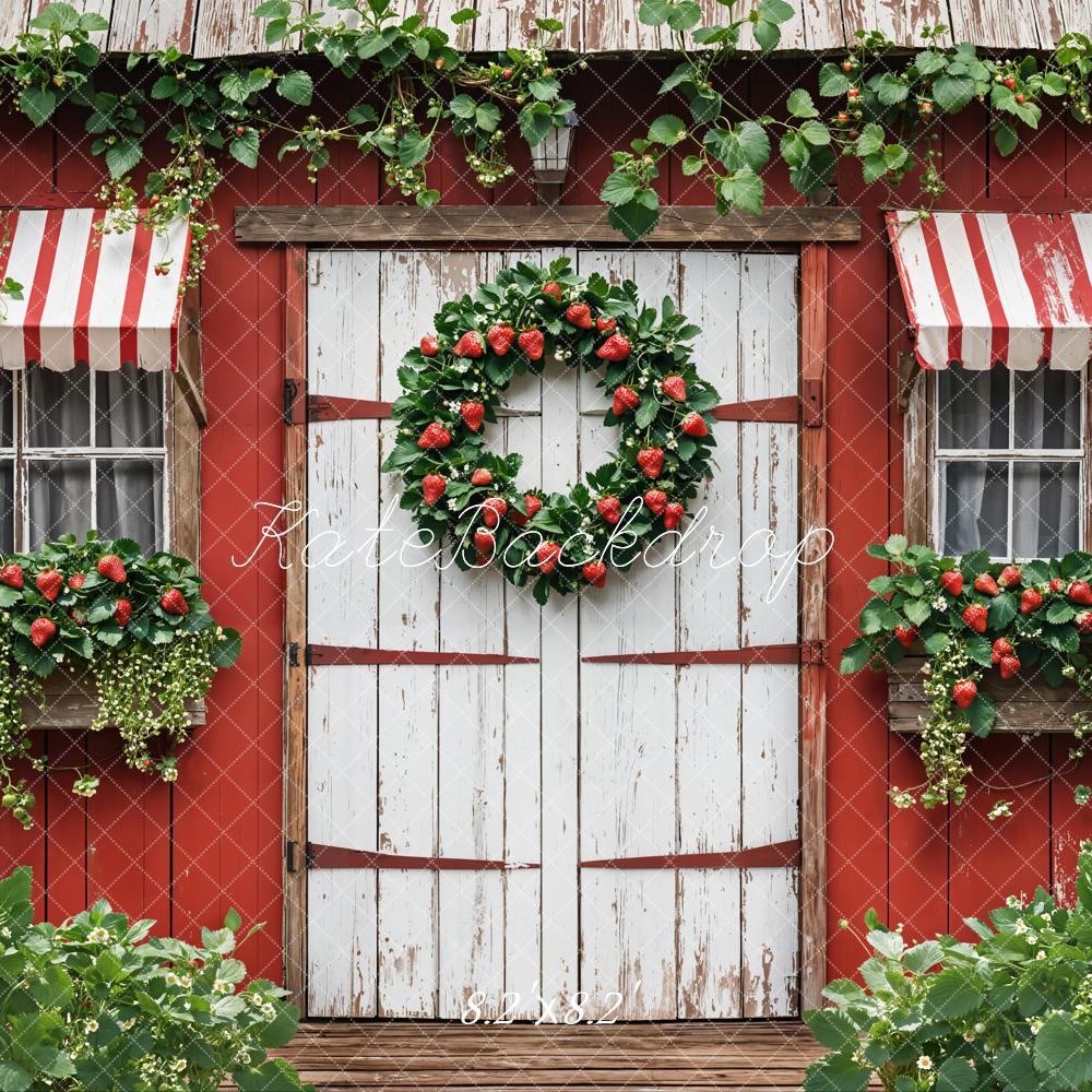 Corona de Fresas de Verano Rojas Jardín Cottage Fondo Diseñado por Emetselch