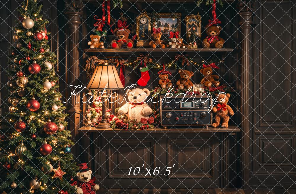Kate Christmas Tree Teddy Bear Shelf Backdrop Designed by Emetselch