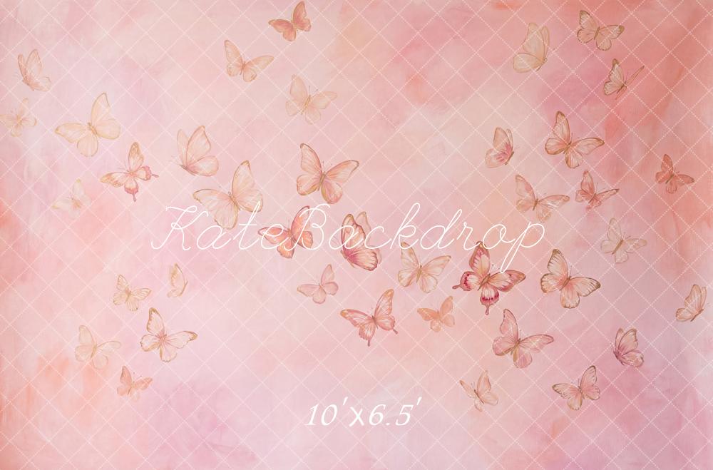 Kate Abstract Pink Watercolor Butterflies Printed Backdrop Designed by Patty Roberts