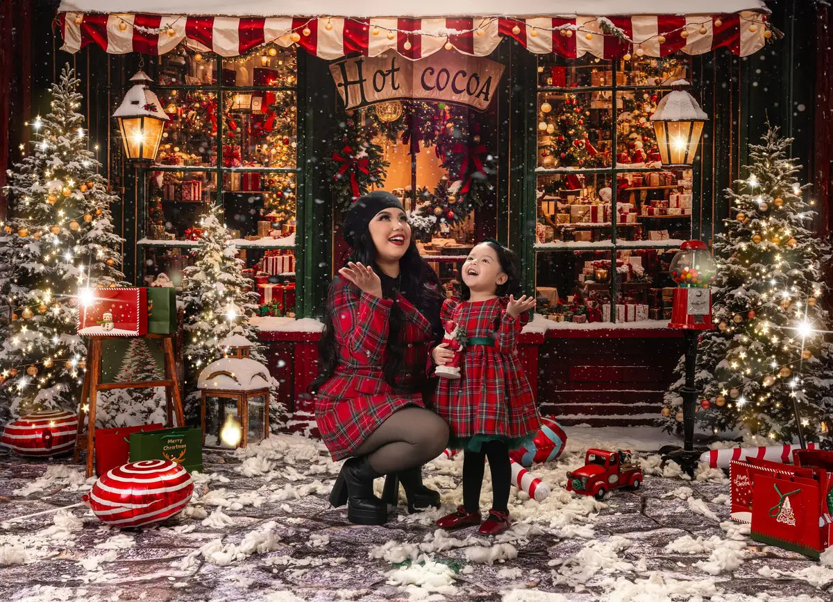 Kate Christmas Retro Hot Cocoa Store Backdrop Designed by Emetselch