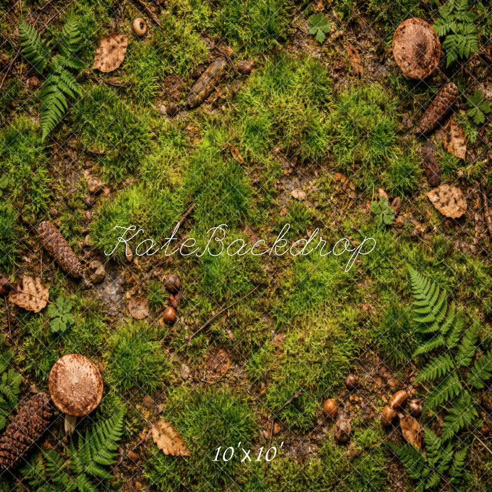 Kate Forest Moss Ferns Pinecones Mushrooms Floor Printed Backdrop Designed by Vertigo Productions