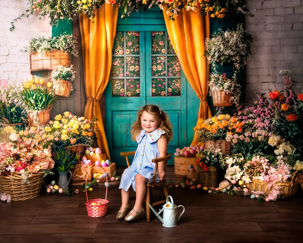 Kate Easter Floral Door Curtain Printed Backdrop Designed by Emetselch