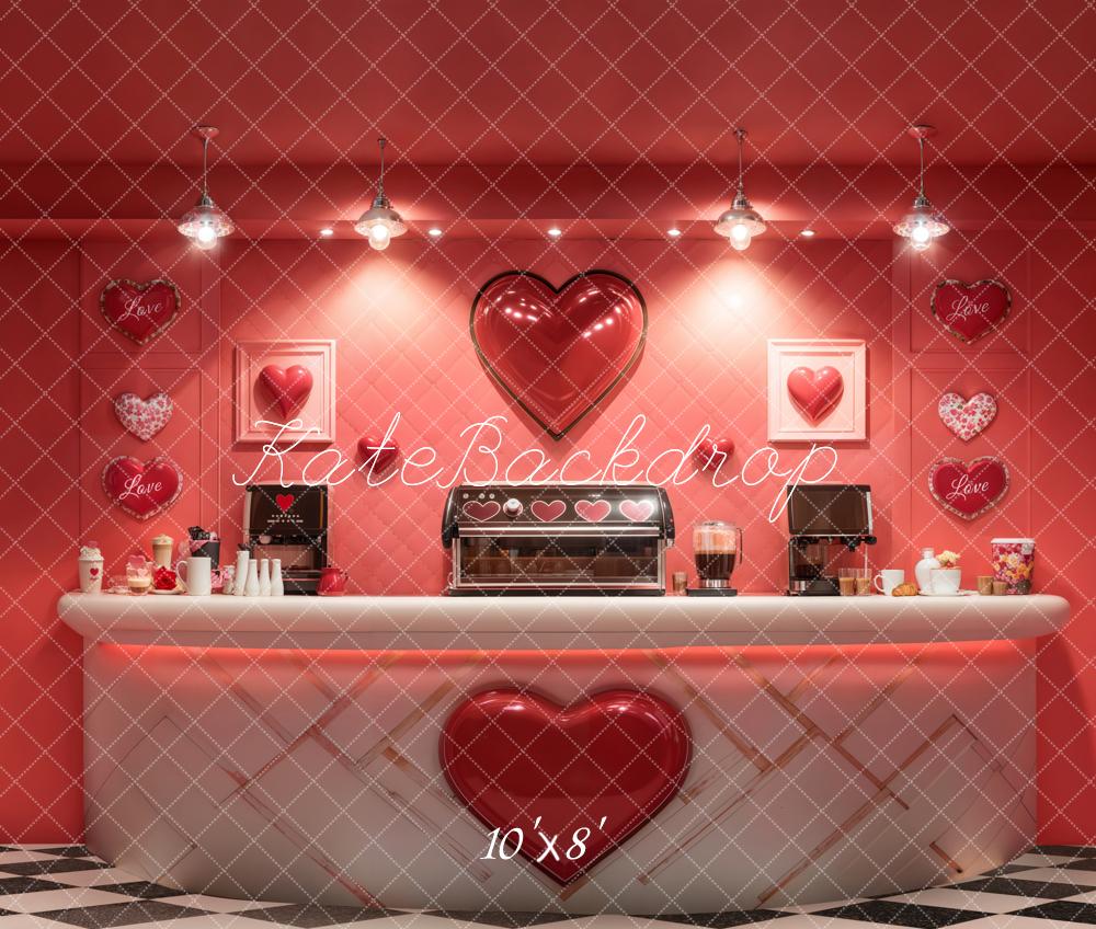 Valentine Coffee Bar Rode Hart Foto Achtergrond Designed by Emetselch