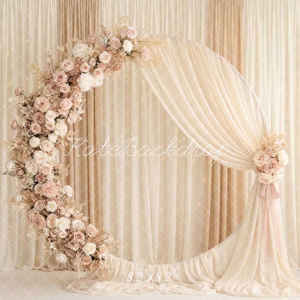 Kate Mother's Day Flower Arch Cream Drapes Printed Backdrop Designed by Patty Roberts
