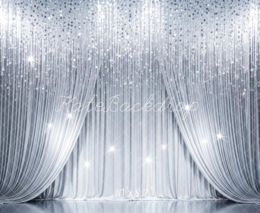Kate Silver Curtain Sequin Sparkle Drapes Backdrop Designed by Patty Roberts