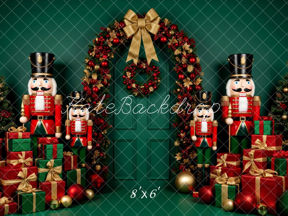 Kate Christmas Nutcracker Garland Gift Boxes Green Backdrop Designed by Patty Roberts