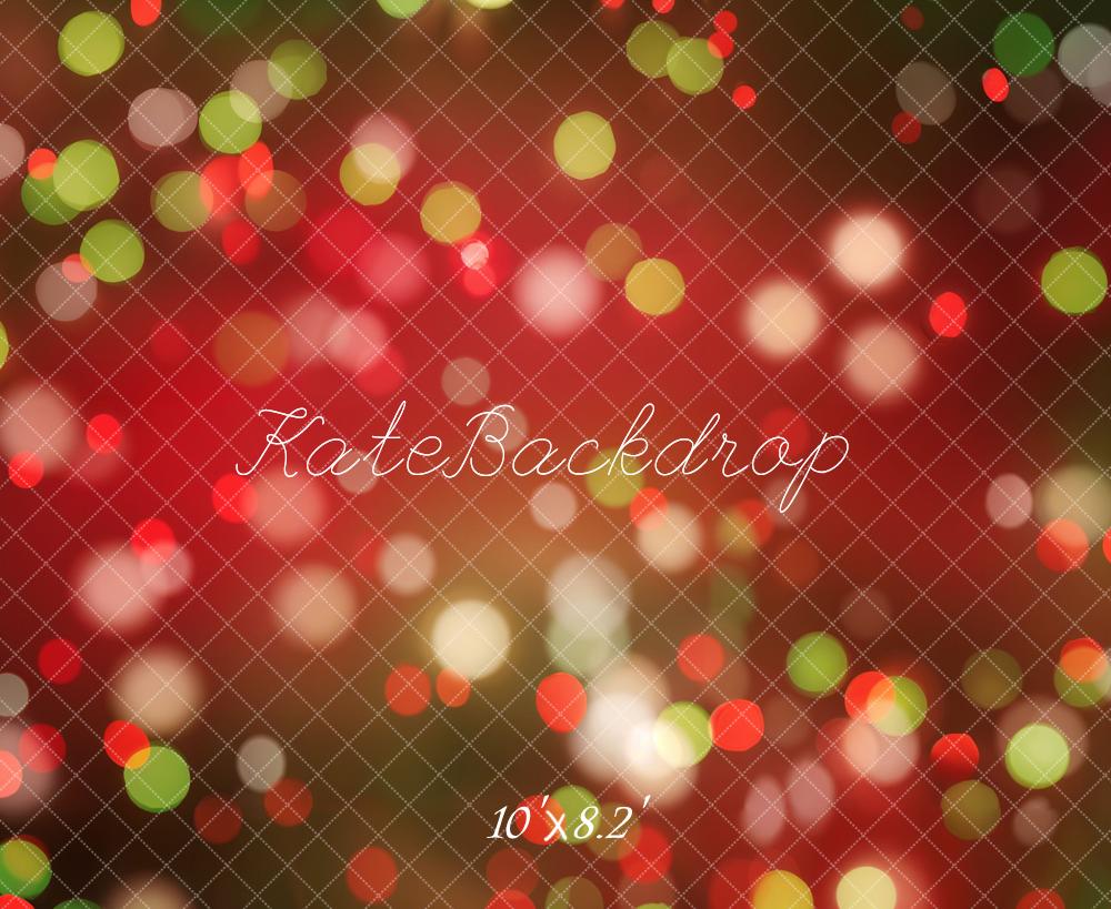 Kate Christmas Red Green Bokeh Lights Backdrop Designed by Emetselch