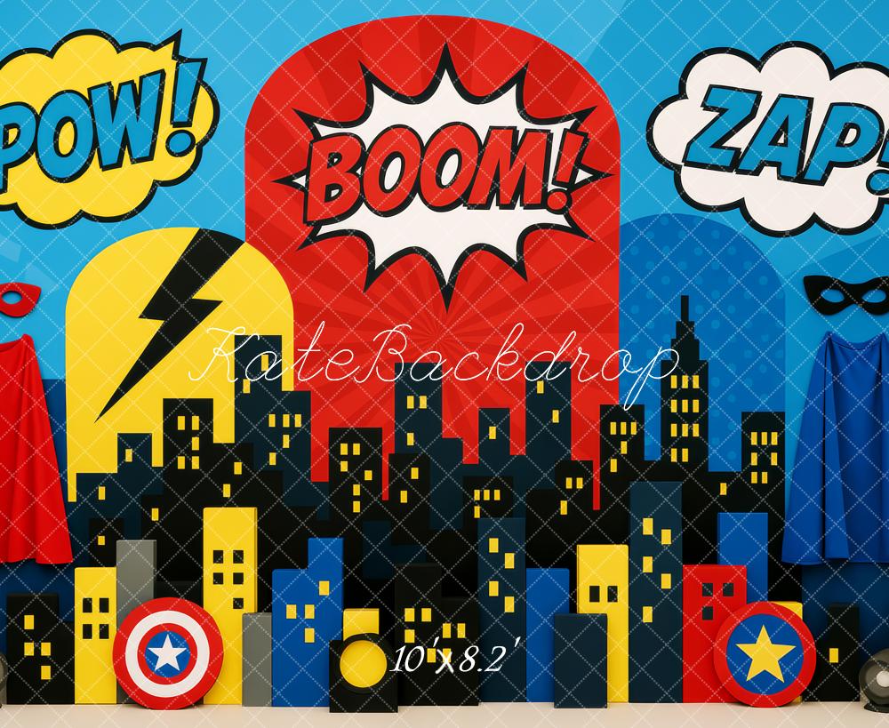 Kate Cake Smash Hero Comic City Backdrop Designed by Patty Roberts
