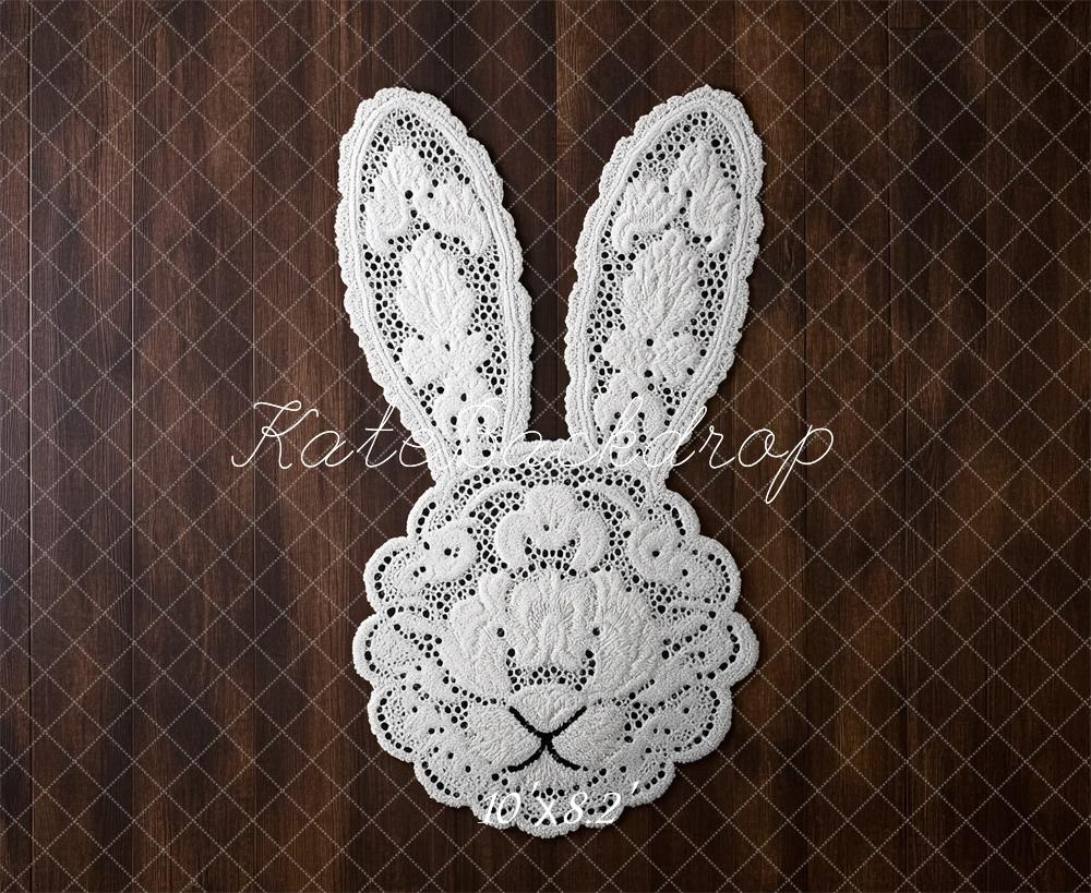 Kate Easter Bunny Lace Wood Floor Backdrop Designed by Mini MakeBelieve