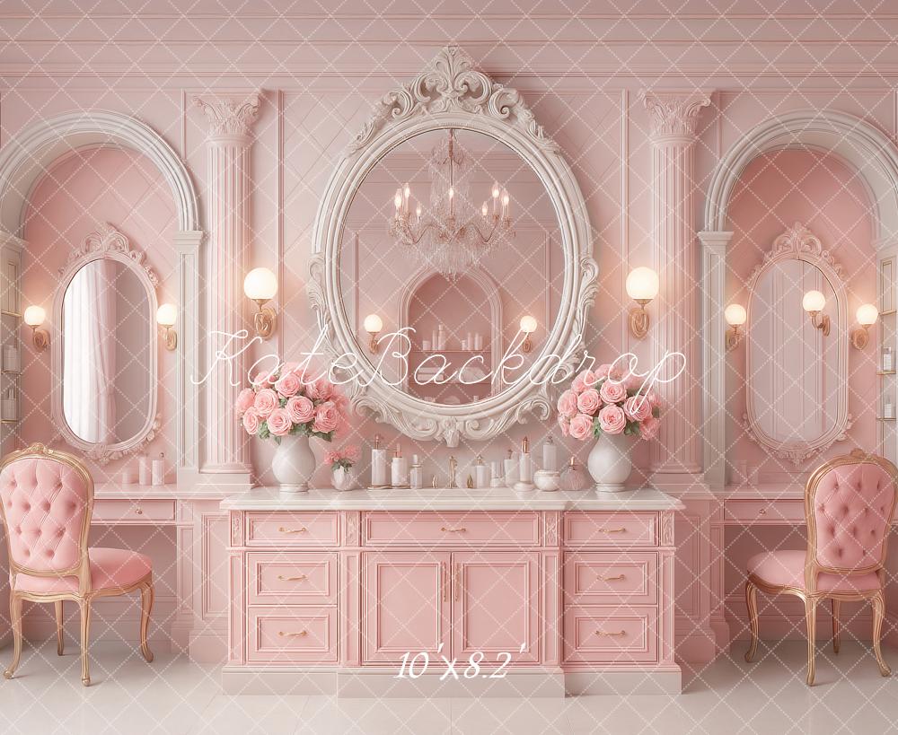 Mesa de tocador rosa espejo chic Diseño por Ashley Paul